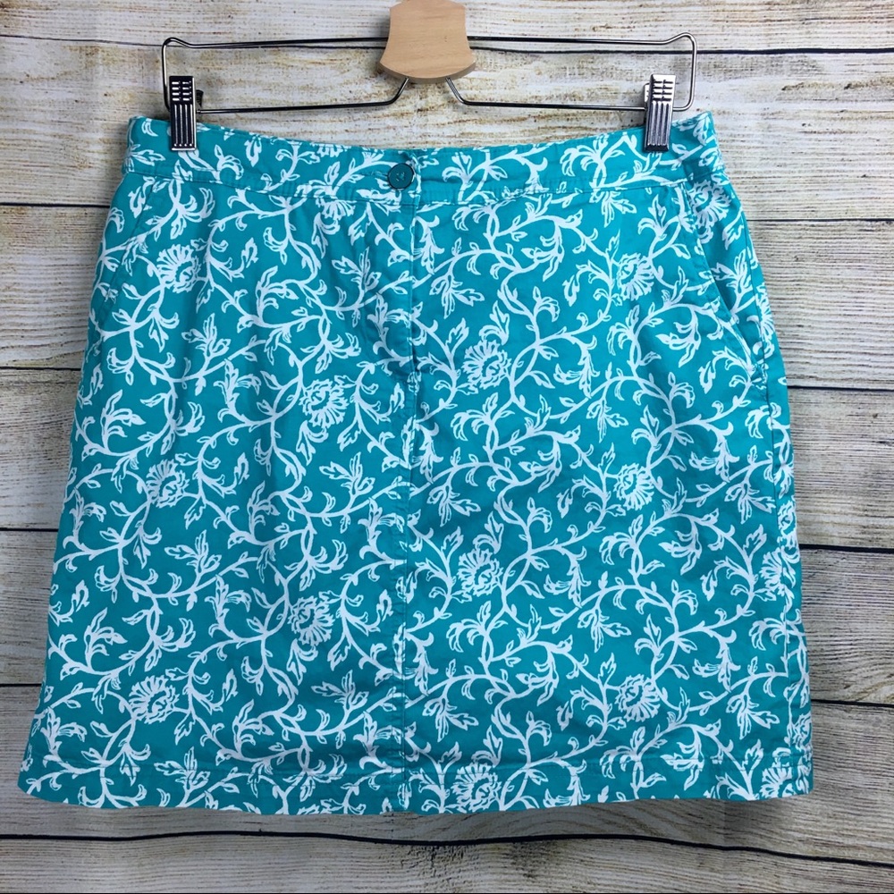 Karen Scott Floral Print Aqua & White Skort S8